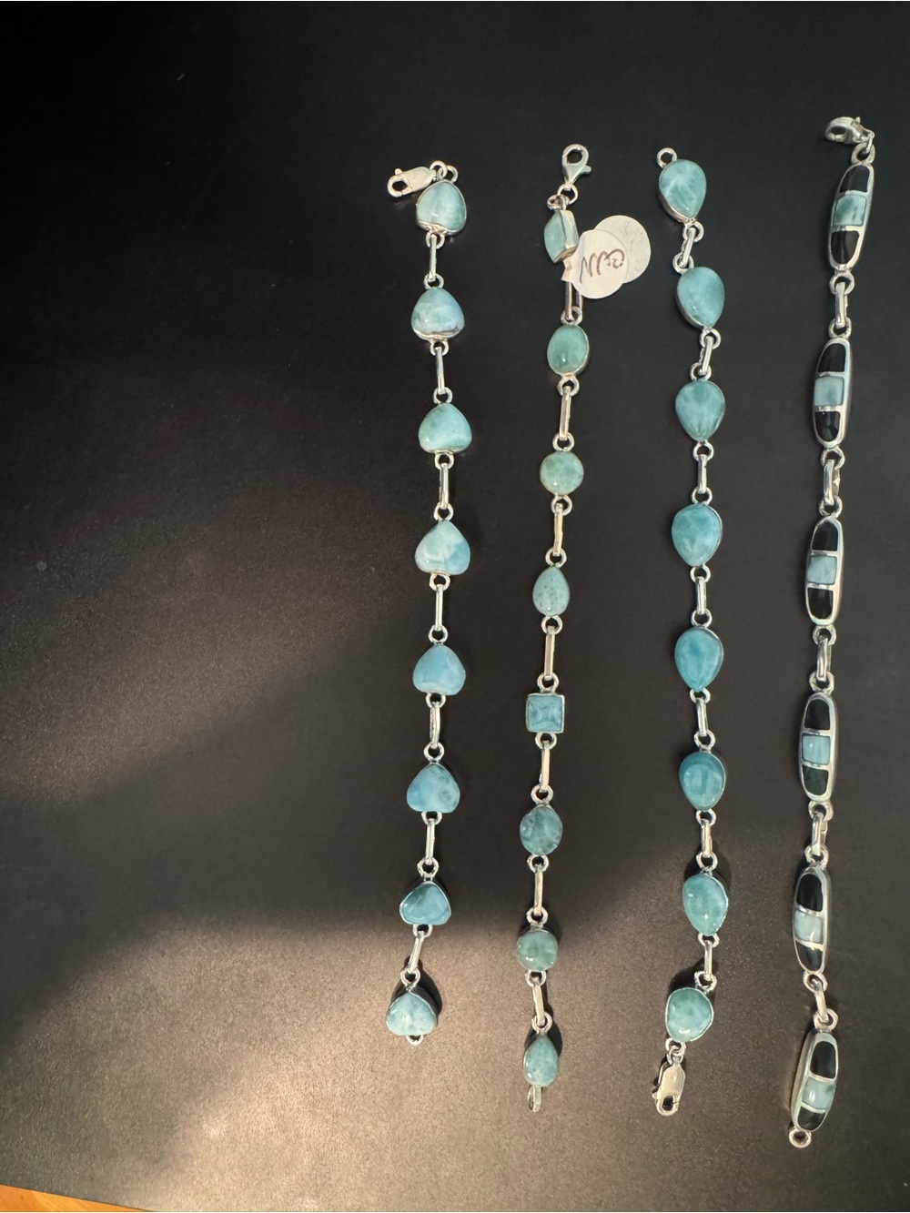 Silver and Aqua Blue Stone Link Bracelet - Women Jewelry
